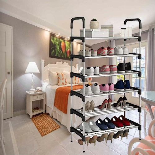 6 Layer shoe rack Tier Colored stainless steel Stackable shoe rack organizer [free home delivery]
